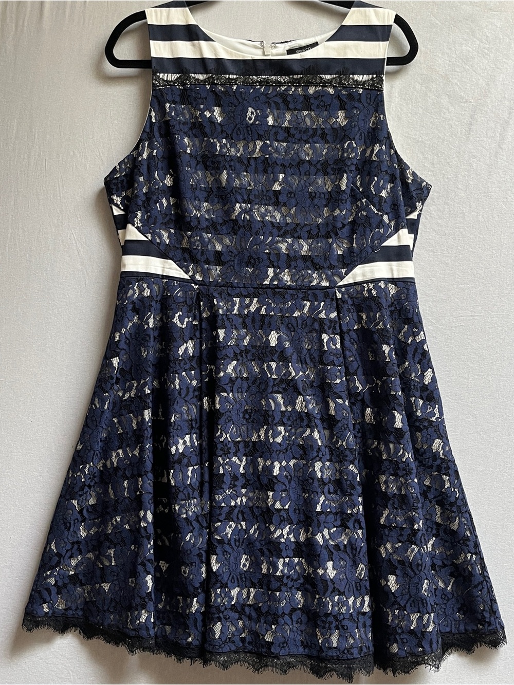 RW&CO Navy Lace Fit-and-Flare Cocktail Dress 14